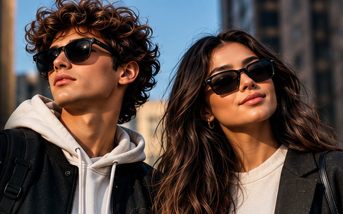 Two people in sunglasses looking confident in the city